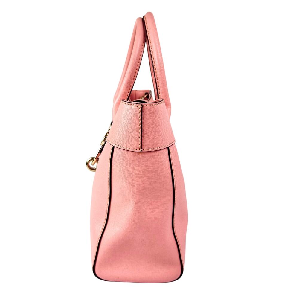 Dooney & Bourke Barlow Satchel Saffiano Leather Coral Pink Crossbody Bag - Picture 4 of 14